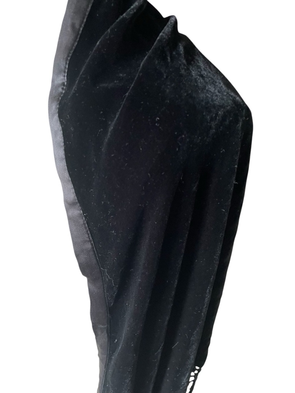 Vintage Bellissim Black Fringe Velvet Wrap Shawl - Picture 3 of 6